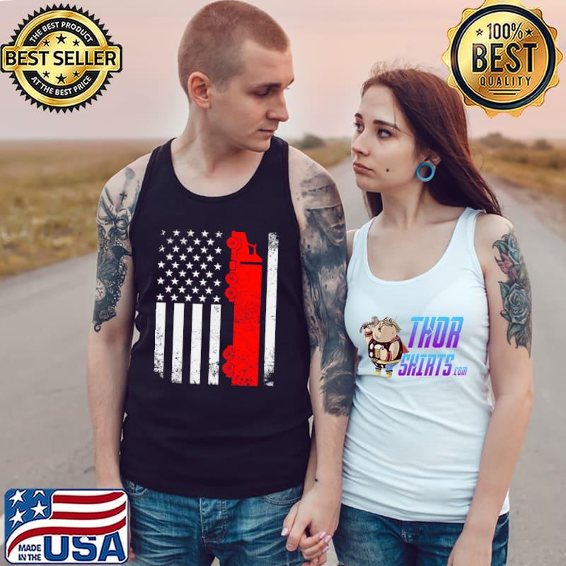 Trucker American Flag USA Patriotic Proud Funny Truck Driver T- Tank Top