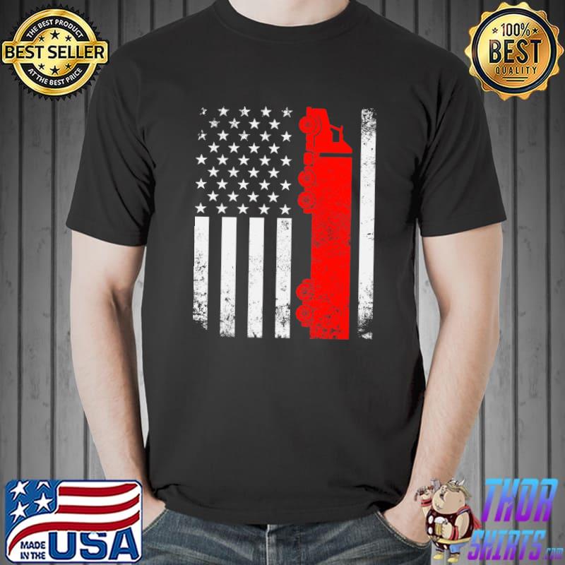 Trucker American Flag USA Patriotic Proud Funny Truck Driver T- Unisex