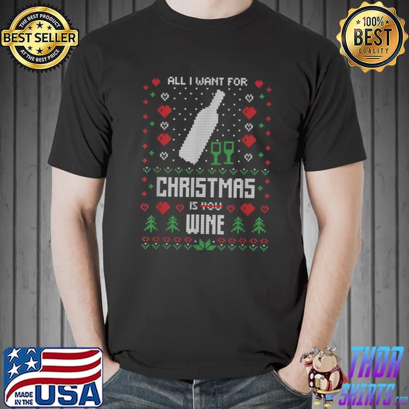 Ugly Christmas Sweater Cool Wine Funny Costume Xmas Party T-Shirt Unisex