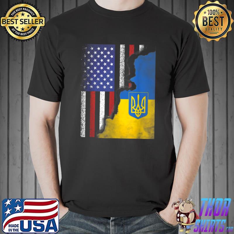 Ukrainian American Flag Ukraine Usa America Roots T-Shirt