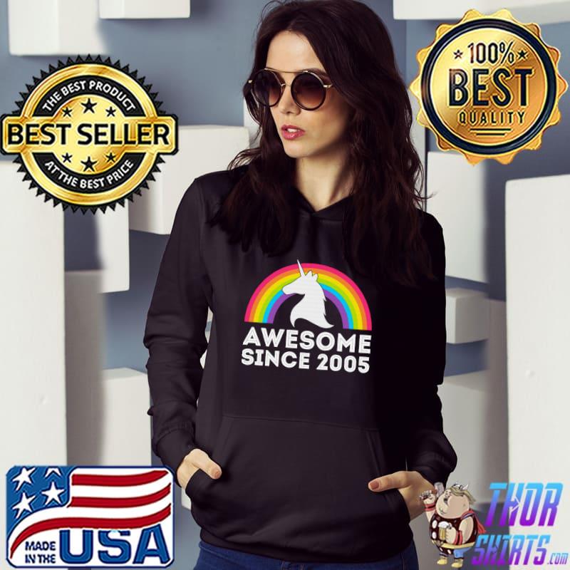 Unicorn Graphic 17 Yr Old 17th Bday Party Awesome Since 2005 T-shirt