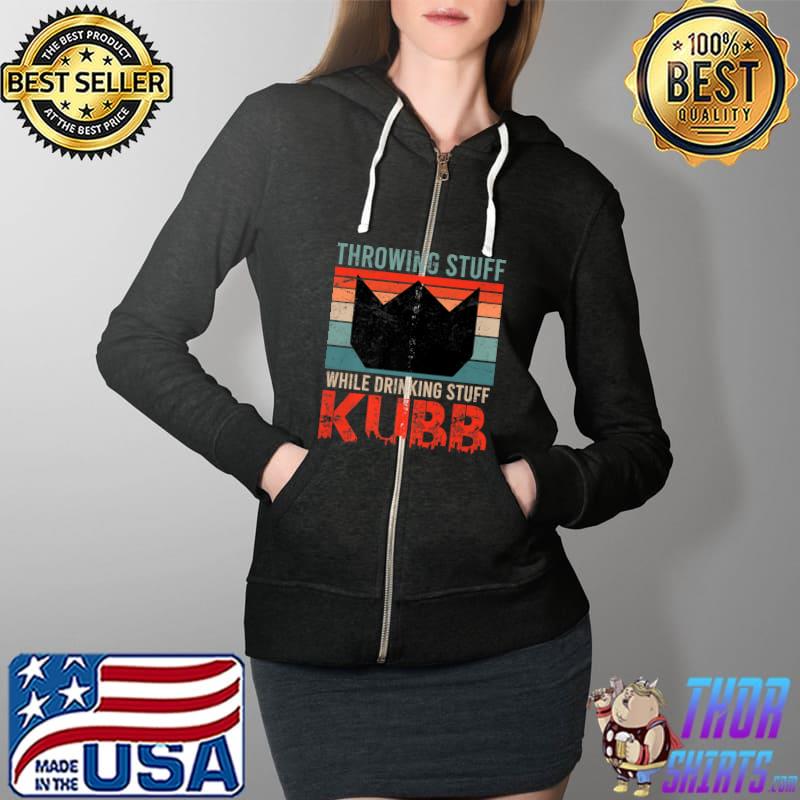 Viking Chess Saying Throwing Stuff Drinking Kubb Premium T-Shirt Full Zip Hooded