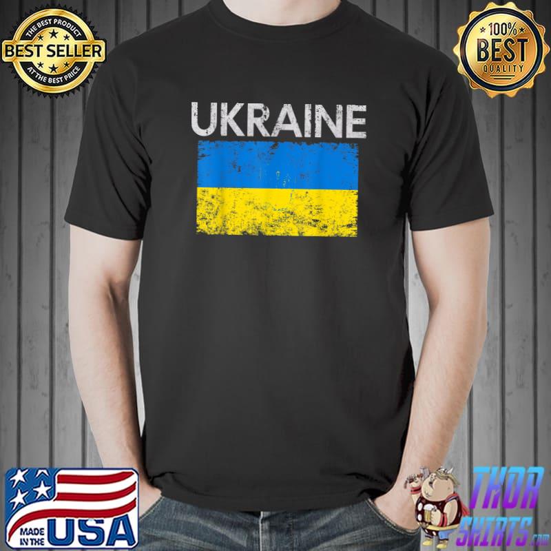 Vintage Ukraine Ukrainian Flag Pride T-Shirt