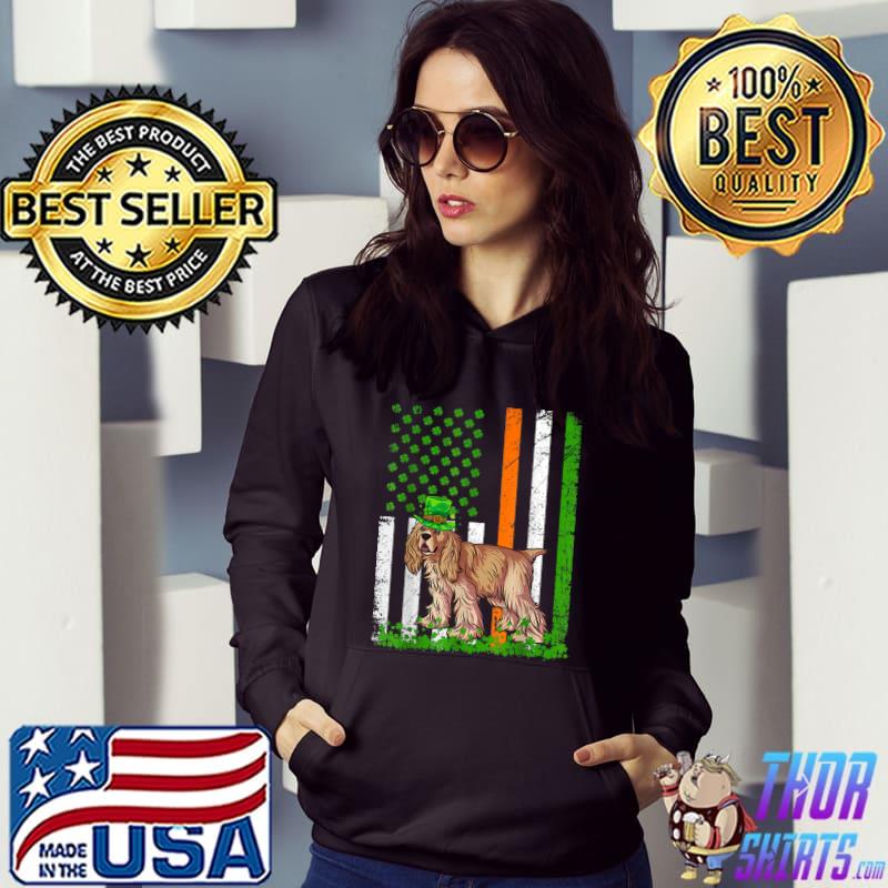 American Flag Cocker Spaniel Dog Lovers St Patricks Day T-Shirt Hoodie