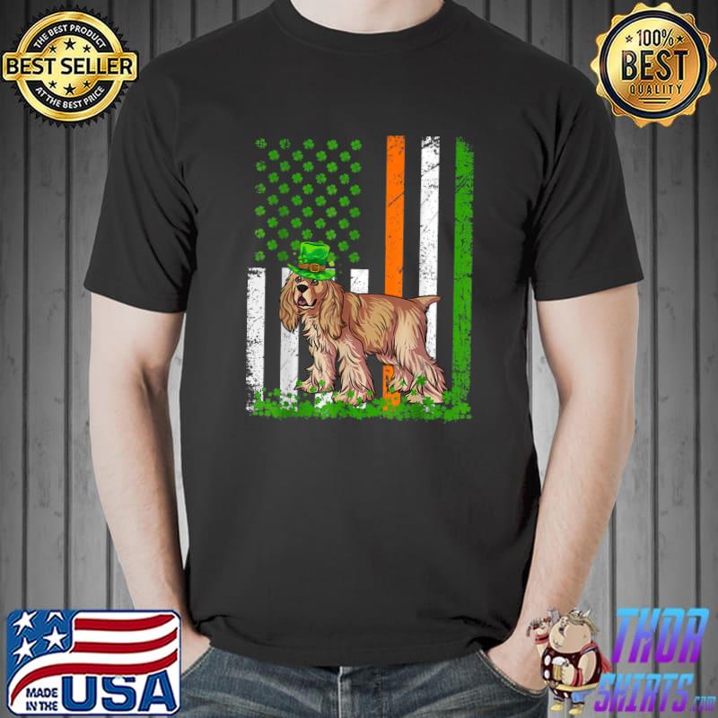 American Flag Cocker Spaniel Dog Lovers St Patricks Day T-Shirt
