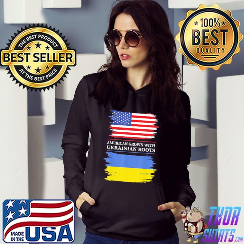 American Grown with Ukrainian Roots USA Ukraine Flag T-Shirt Hoodie