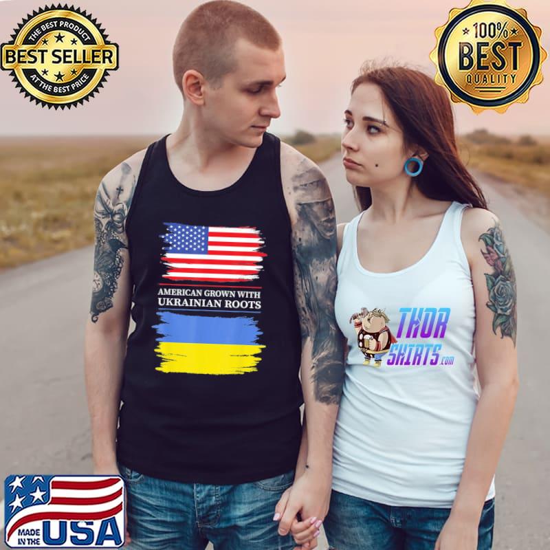 American Grown with Ukrainian Roots USA Ukraine Flag T-Shirt Tank Top