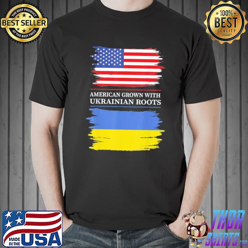 American Grown with Ukrainian Roots USA Ukraine Flag T-Shirt