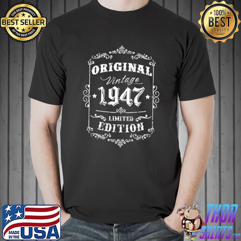 Awesome 75th Birthday Gift Idea, Born in 1947, Retro Style Design Premium T-Shirt Unisex