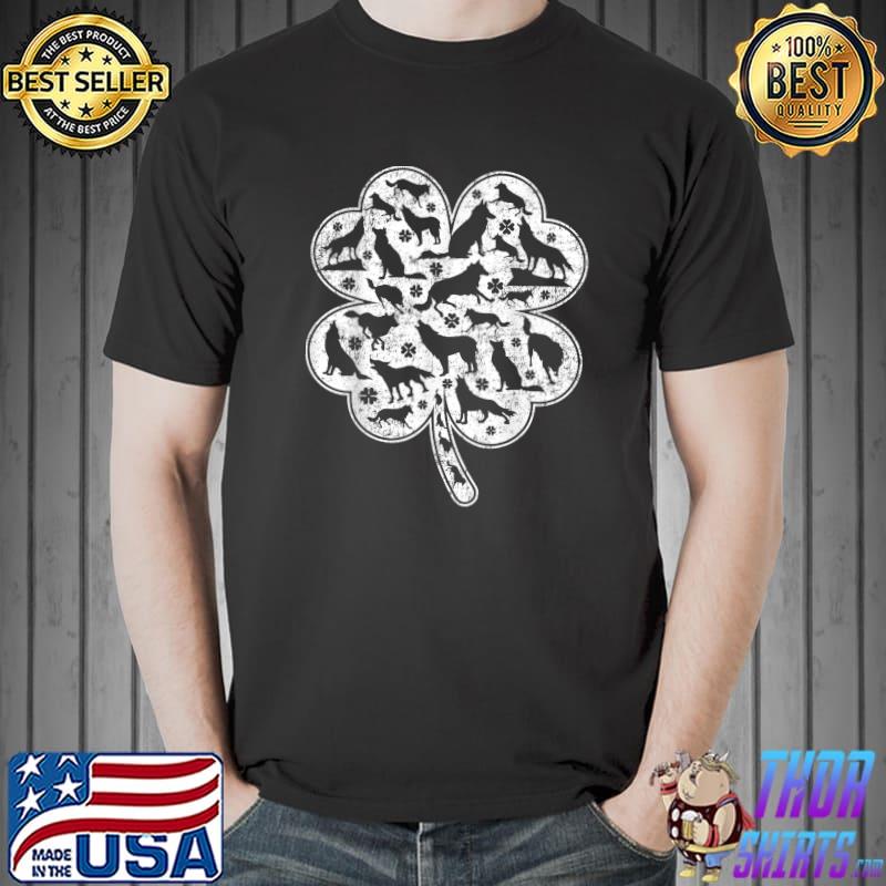 Awesome Wolf Lover Irish Shamrock Leaf Wolf St. Patrick's Day T-Shirt Unisex