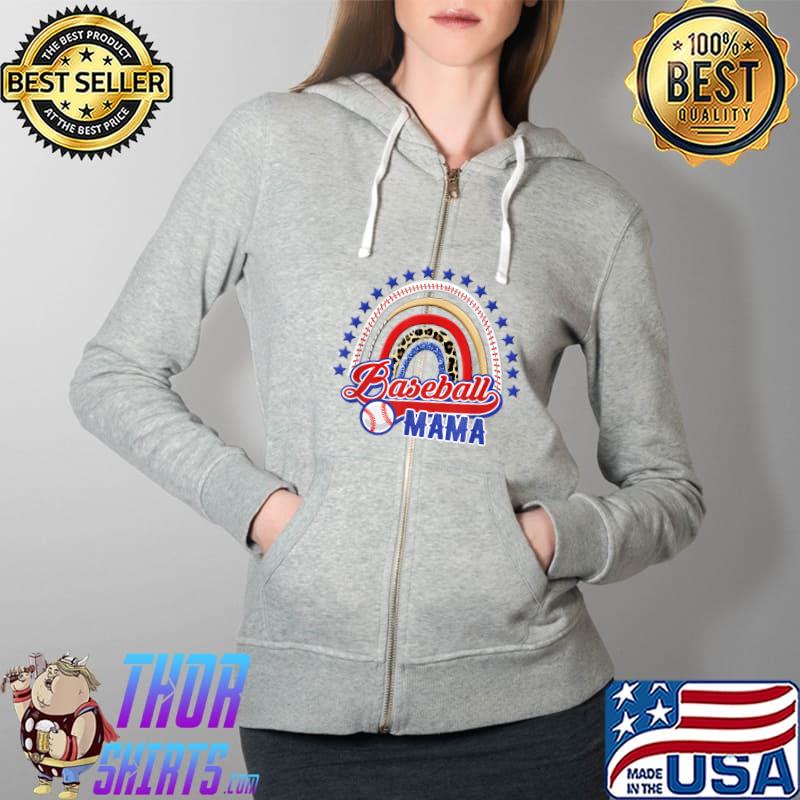 Baseball Mama Rainbow Mother’s day Mom Leopard Gift T-Shirt Full Zip Hooded