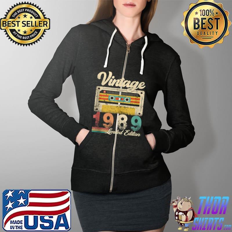 Best Of 1989 33 Years Old Cassette Vintage 33th Birthday T-Shirt Full Zip Hooded