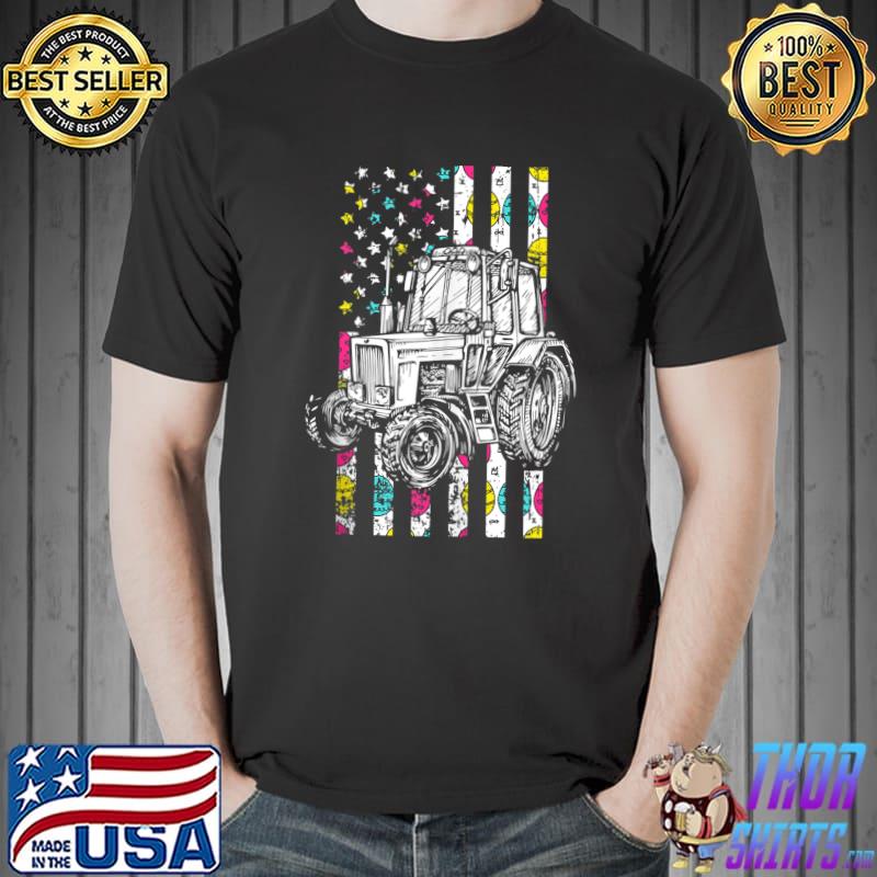 Best Tractor American Flag Easter Day Cute Egg Hunt Boys Kids T- Unisex