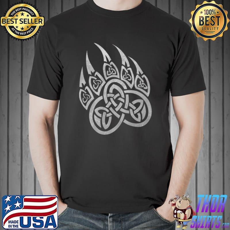 Best Viking Bear Paw Tribal Celtic Knot Pattern Vintage T- Unisex
