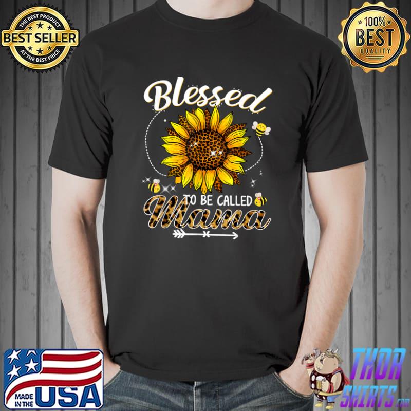 Blessed To Be Called Mama Funny Leopard Sunflower And Bee T-Shirt Unisex