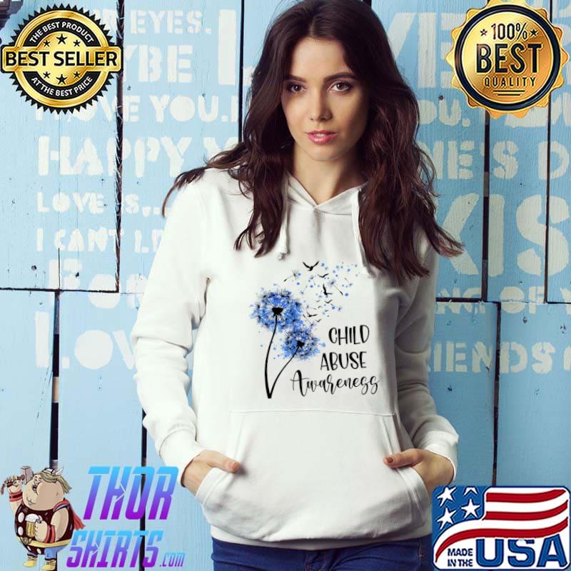 Child Abuse Awareness Shirt - Dandelion Blue Ribbon Premium T-Shirt Hoodie