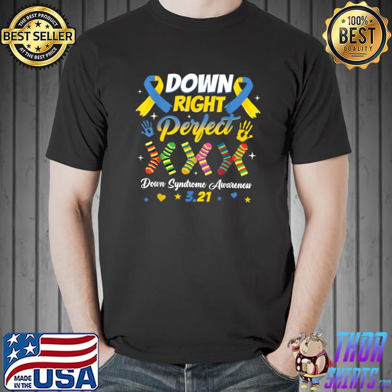 Down Right Perfect Heart Down Syndrome Awareness Socks Men T-Shirt Unisex