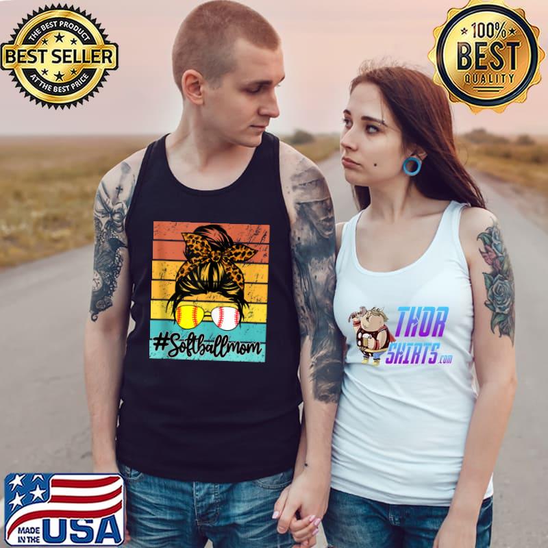 Dy Mom Life Softball Baseball Mothers Day Messy Bun T-Shirt Tank Top