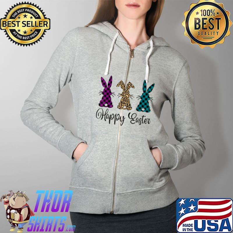 Easter Leopard Bunny Rabbit Palm Sunday Girls Women Kids T-Shirt Full Zip Hooded