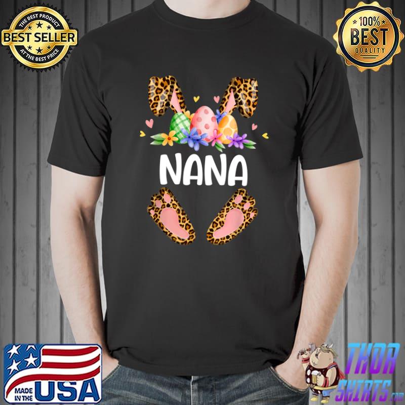 Floral Leopard Mimi Bunny Easter Happy Easter Mother's Day T-Shirt