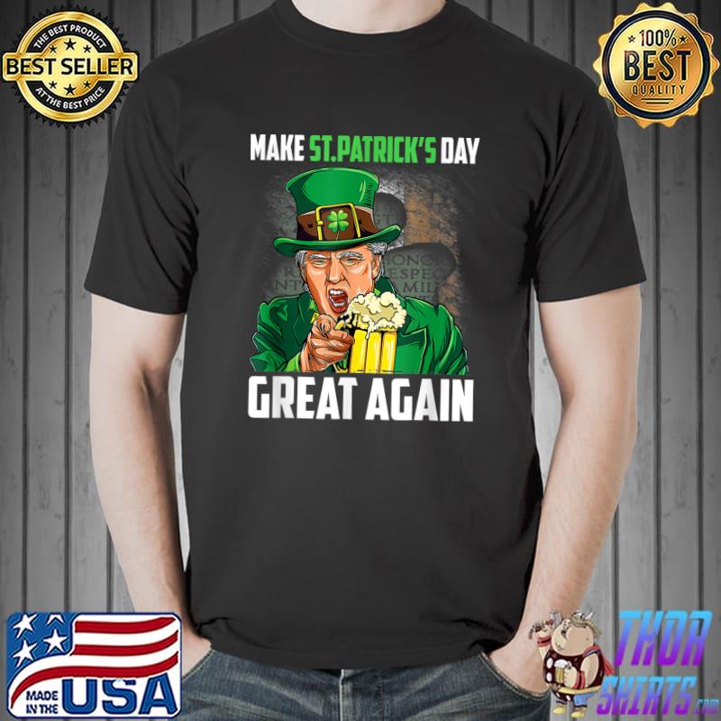 Funny Funny Donald Trump Drinking In St Patrick's Day Outfit T-Shirt Unisex