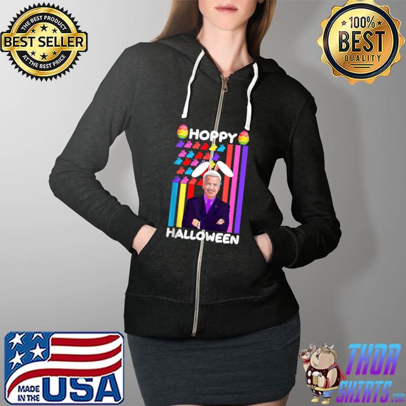 Funny Joe Biden Happy Halloween Confused Easter Biden Bunny T-Shirt Full Zip Hooded