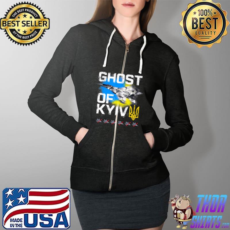GHOST OF KYIV Ukraine fighter jet Premium T-Shirt Full Zip Hooded