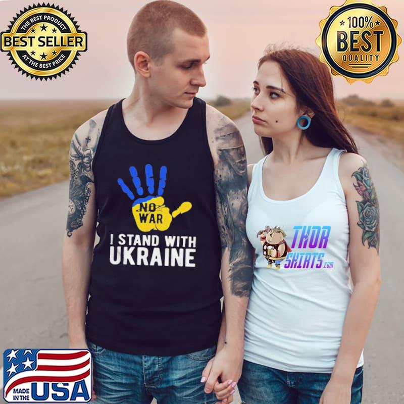 Hand no war I stand with Ukraine support Ukraine flag Tank Top
