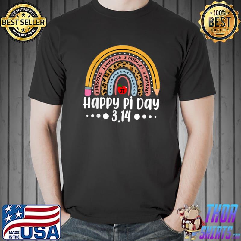 Happy Pi Day Mathematic Leopard Rainbow Math Teacher Gift T-Shirt Unisex