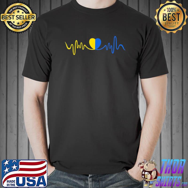 Heart beat ukrainian flag I stand with herzschlag Unisex