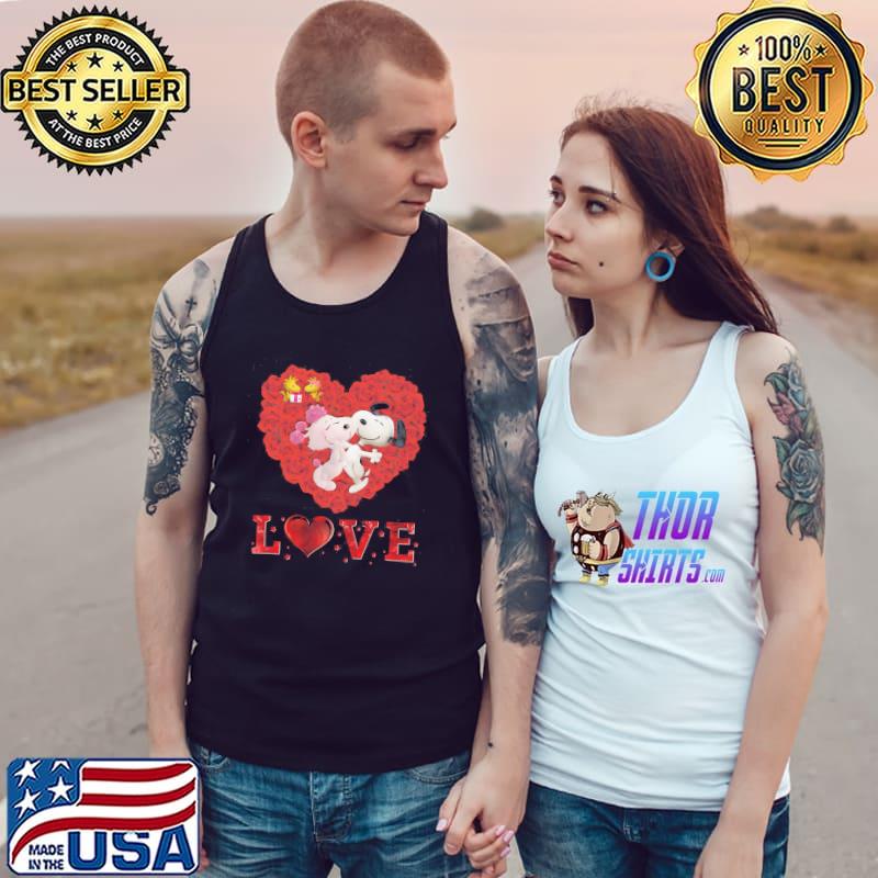 Heart Roses Love Snoopy Couple Shirt Tank Top