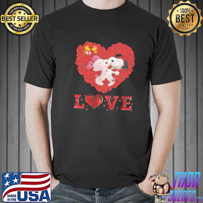 Heart Roses Love Snoopy Couple Shirt