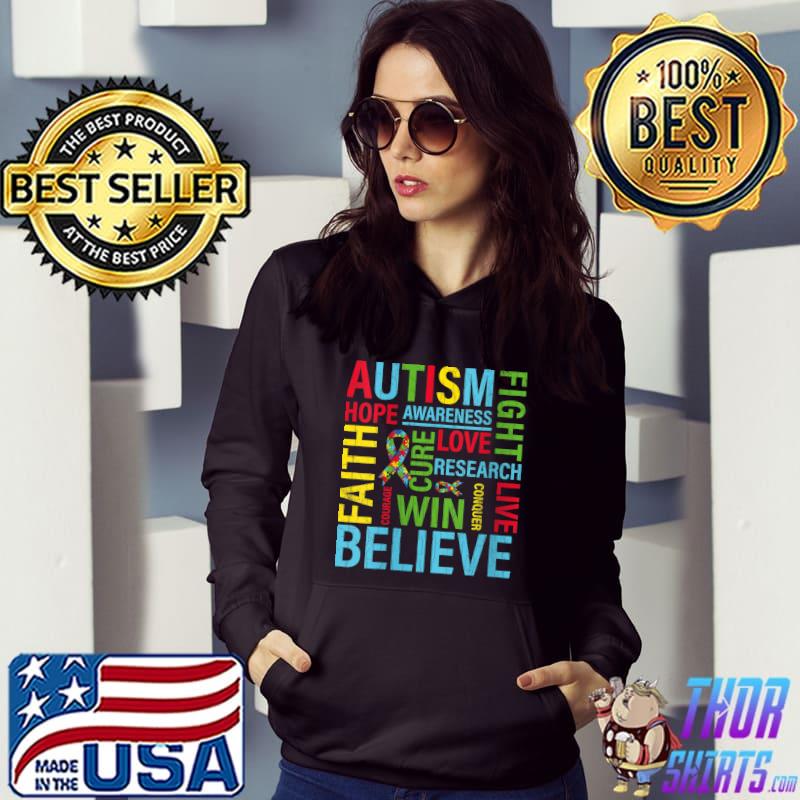 Hope Love Faith Funny Autism Awareness Autistic Graphic T-shirt