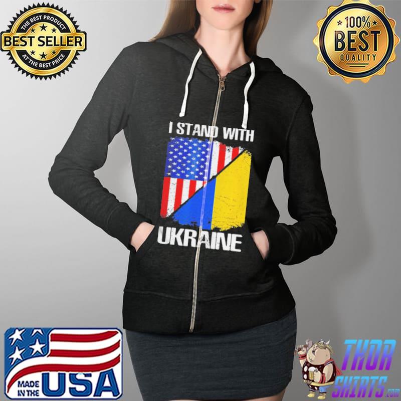 I stand with Ukraine American ukrainian flag peace Ukraine Full Zip Hooded