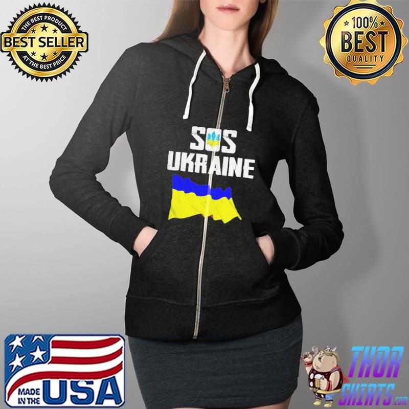 I stand with Ukraine flag support free Ukraine sos Ukraine Full Zip Hooded