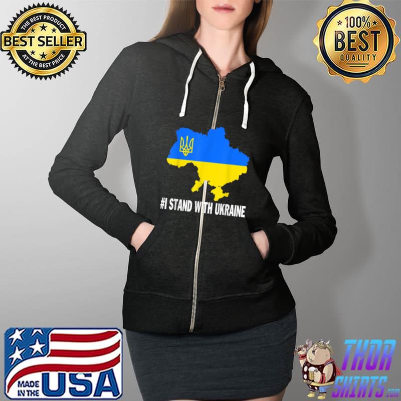 I Stand With Ukraine Flag Support Ukraine Ukrainians T-Shirt Full Zip Hooded