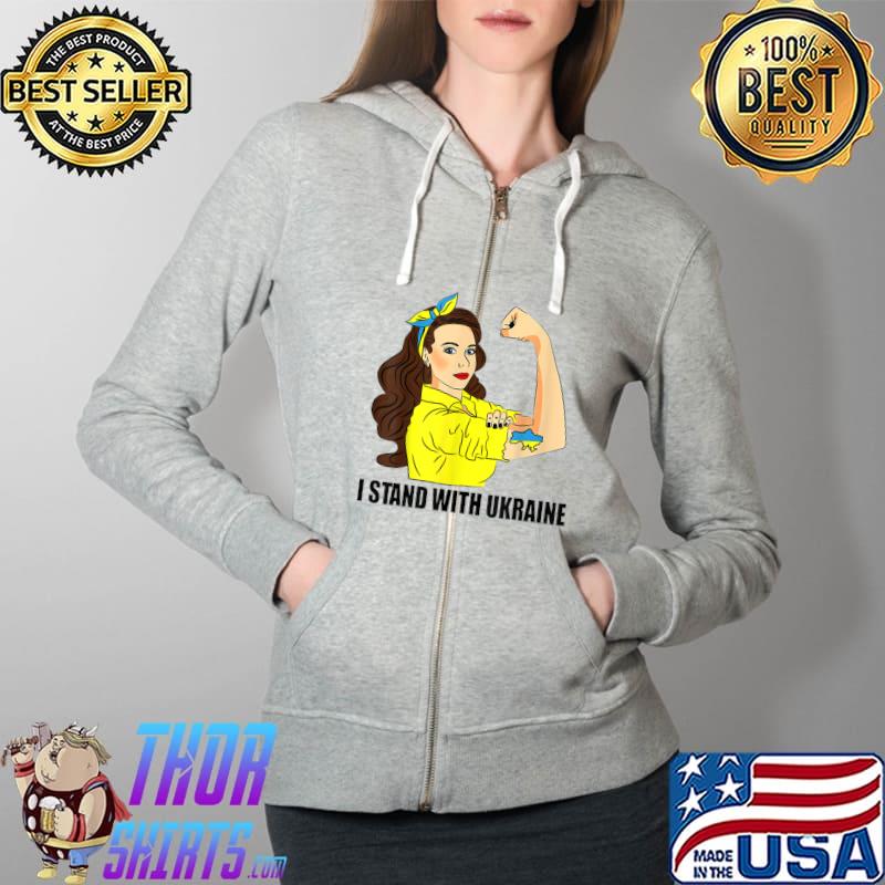 I Stand With Ukraine Power Girl Ukraininans Supporter T-Shirt Full Zip Hooded
