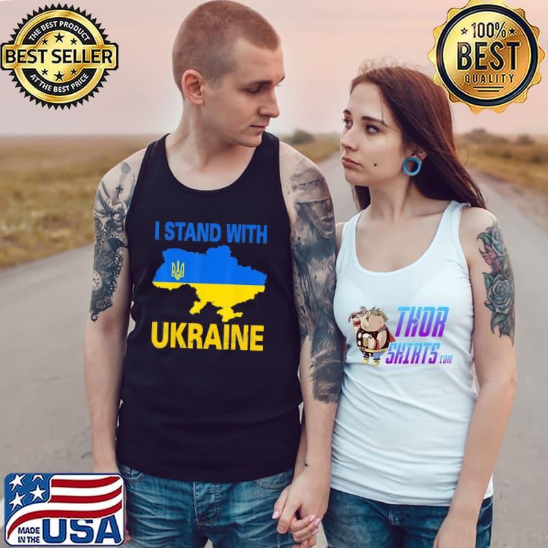 I stand with Ukraine support Ukraine ukrainian American flag Tank Top