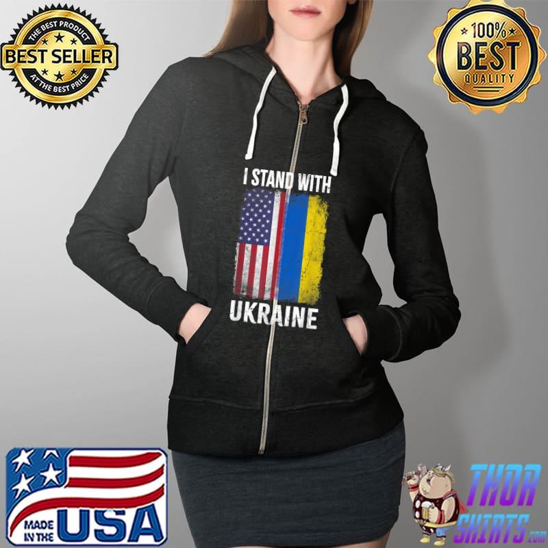 I Stand With Ukraine Support UKRAINE Ukrainian T- Full Zip Hooded