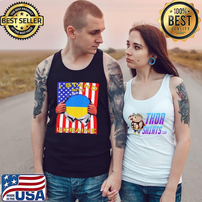 I STAND WITH UKRAINE SUPPORT UKRAINIAN LOVER AMERICAN UKRAINIAN FLAG SHIRT Tank Top
