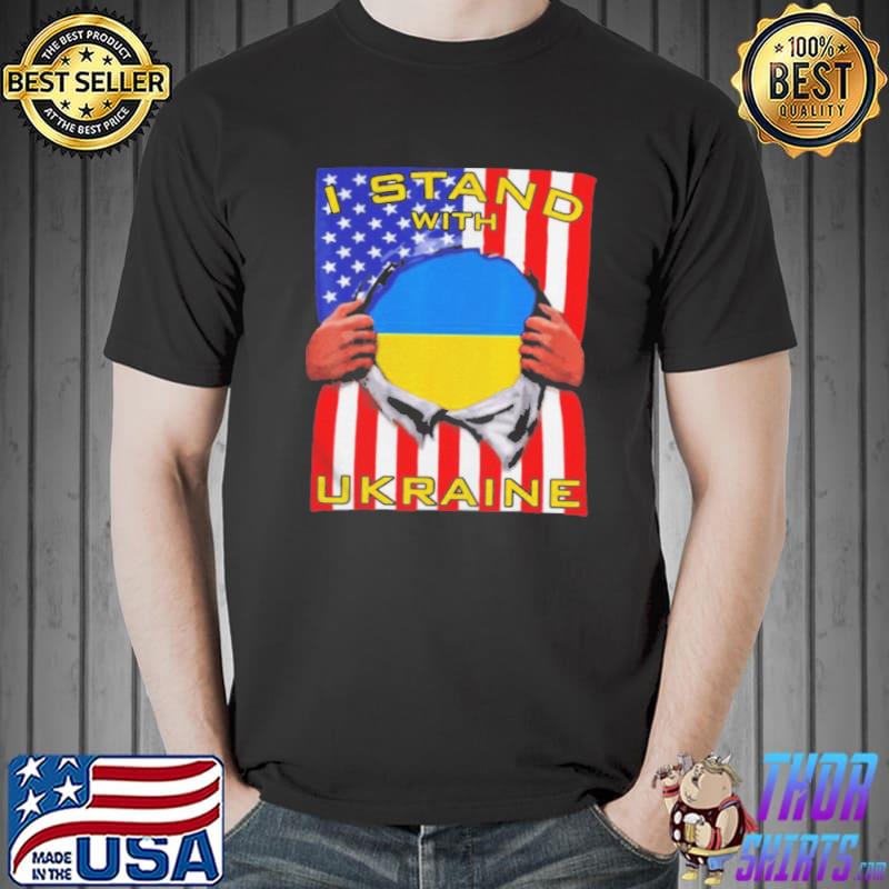 I STAND WITH UKRAINE SUPPORT UKRAINIAN LOVER AMERICAN UKRAINIAN FLAG SHIRT Unisex