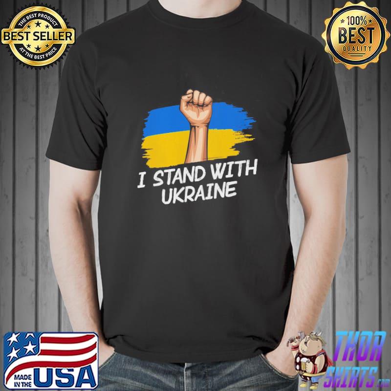 I Stand With Ukraine Ukraine Flag With US Flag T-shirt