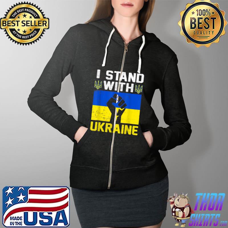 I Stand With Ukraine Ukrainian Flag Free Ukraine Vintage T-Shirt Full Zip Hooded