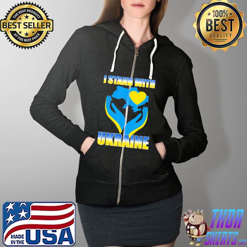 I stand with Ukraine ukrainian flag map and heart Full Zip Hooded