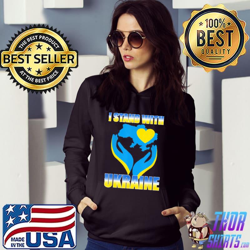 I stand with Ukraine ukrainian flag map and heart Hoodie