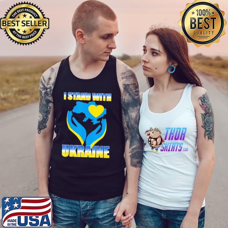 I stand with Ukraine ukrainian flag map and heart Tank Top