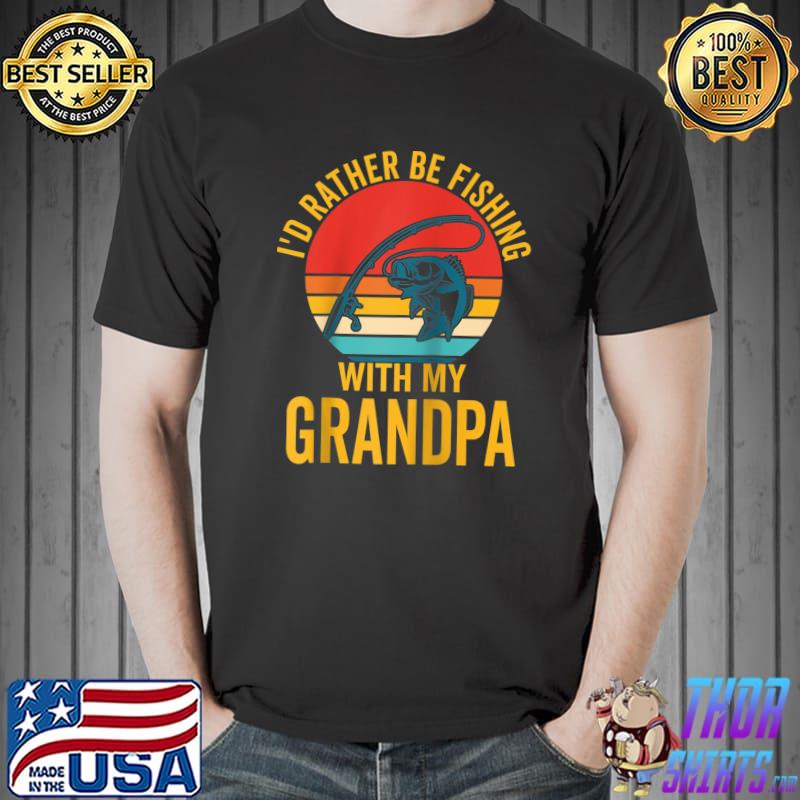 I'd Rather Be Fishing With My Grandpa Outdoor Sunset Kids T-shirt