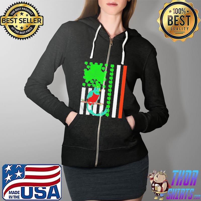 Irish shamrock American flag quetzal bird st patrick's day Full Zip Hooded