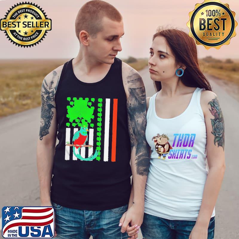 Irish shamrock American flag quetzal bird st patrick's day Tank Top