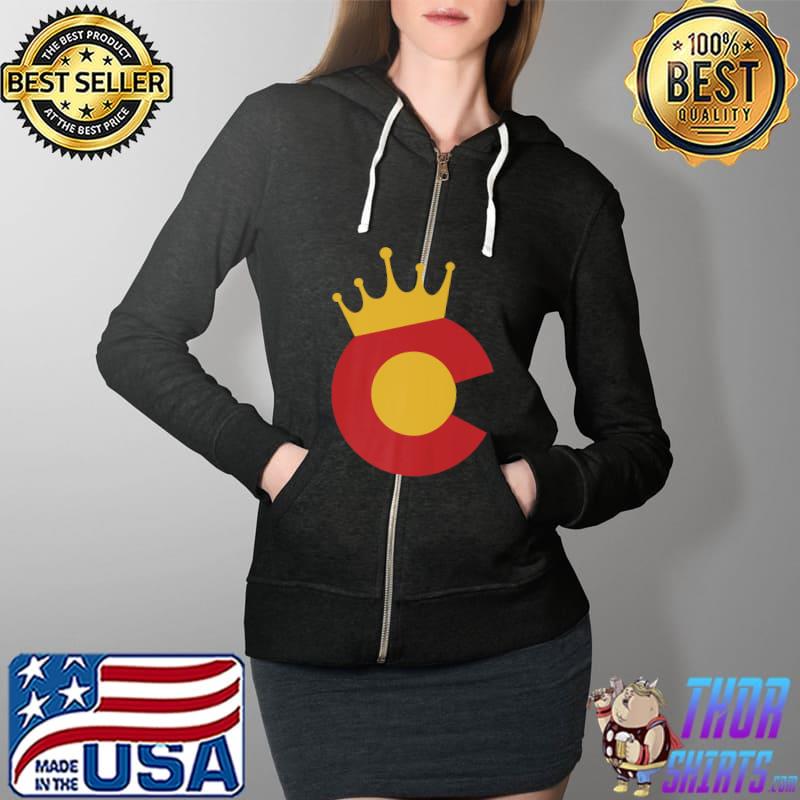 King of Colorado - Colorado Flag Premium T-Shirt Full Zip Hooded